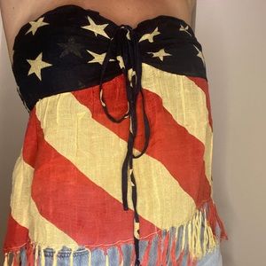 America vintage fringe tube top